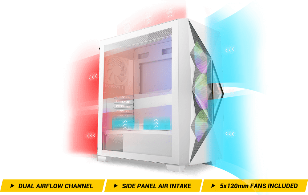 DF800 FLUX White is the Best Cheap Gaming PC Mid Tower Case with