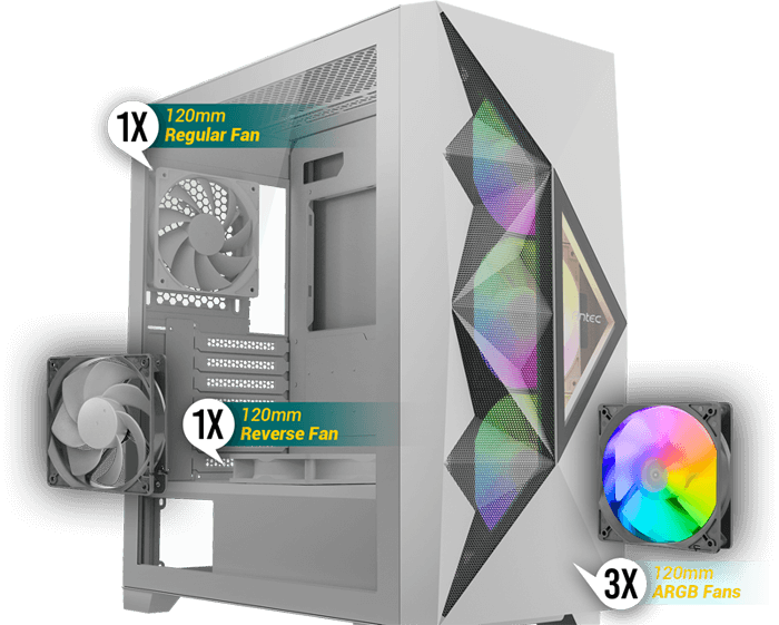 DF800 FLUX White is the Best Cheap Gaming PC Mid Tower Case with
